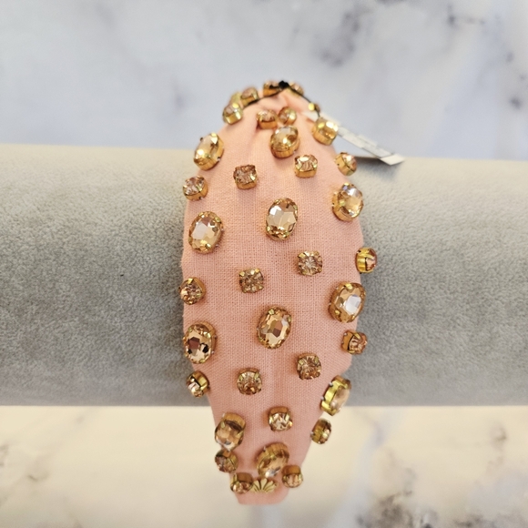 Lele Sadoughi Oval Crystal Knotted Headband in Peach Fuzz - Picture 4 of 8